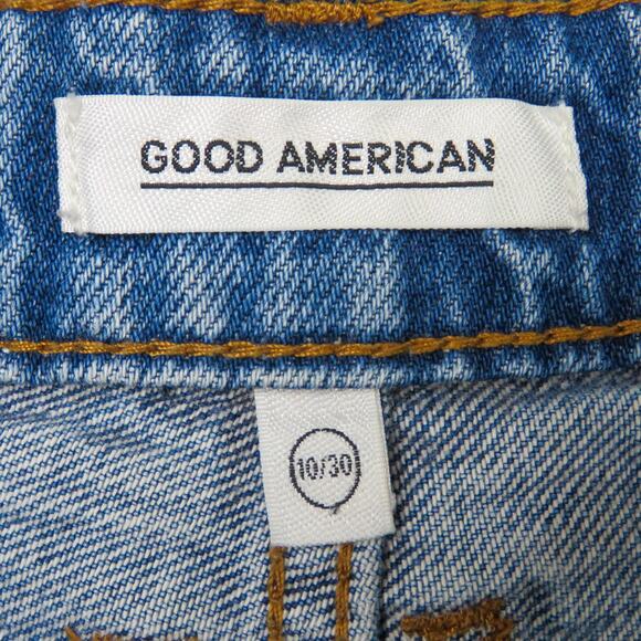 Good American Bombshell Frayed Shorts Button Fly High Rise Jean Shorts Size 10 - Picture 4 of 7